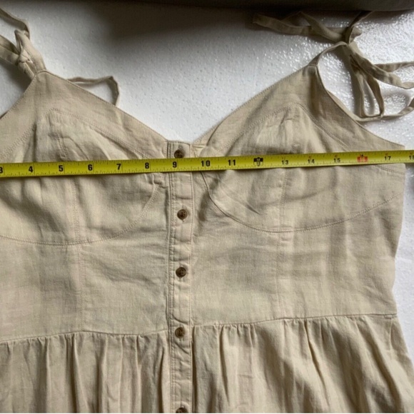 Aerie Women Babydoll Casual Linen Mini Dress in Ivory Size Large - Picture 11 of 11